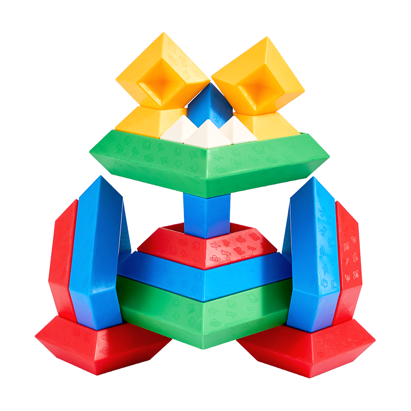 Carlbaby Multi-Shape Building Block Tower Large Particle Assembly Luban Tower Children's Toy Pyramid Puzzle Boys and Girls Birthday 30 Pieces