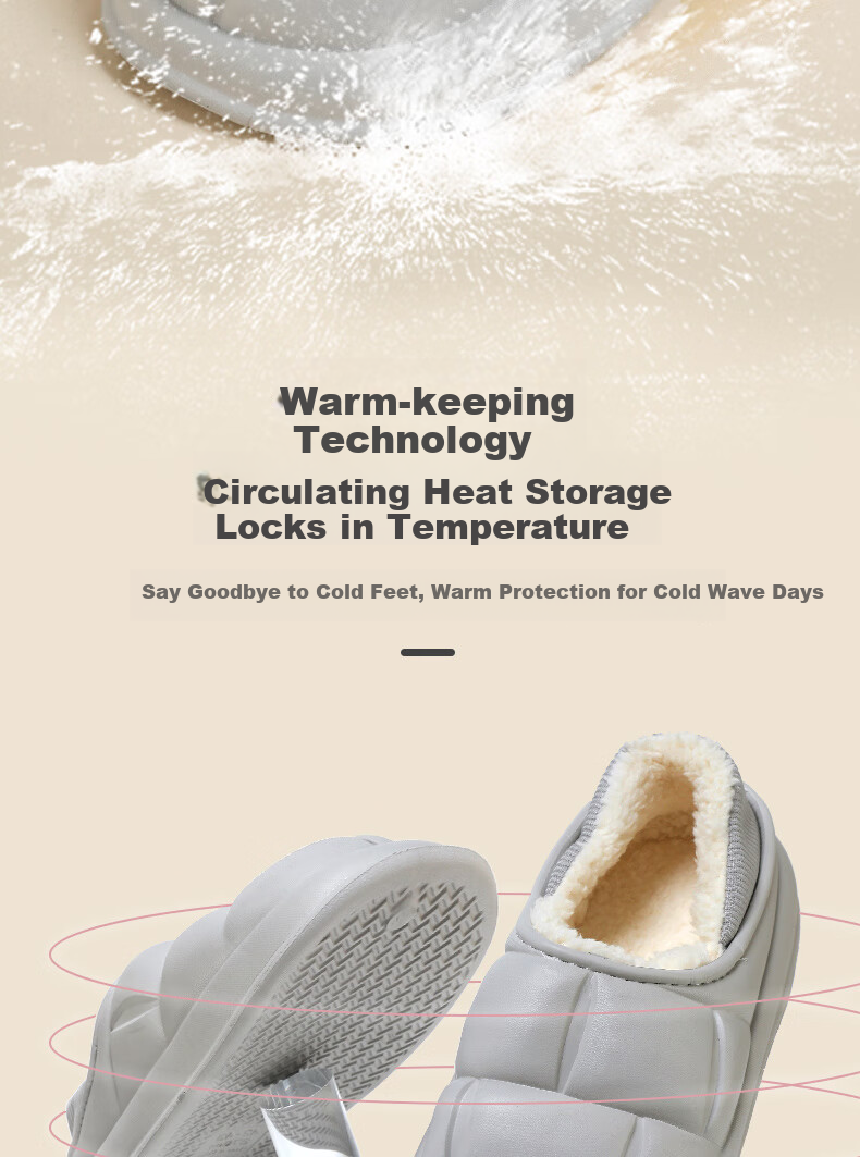 FOOTOPPO Waterproof Cotton Slippers, Maternity Shoes, Autumn And Winter Outdoor Wear, Thick-Soled Non-Slip Slippers, Winter Warm Cotton Shoes, Home Shoes for Me 4