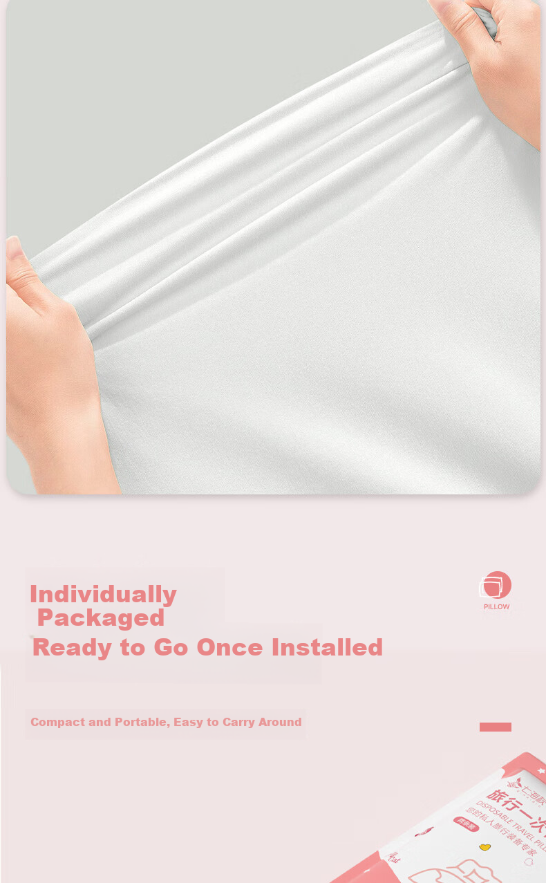 QIHAIQIU Disposable Pillowcases, Thickened, Dirt-Proof, Portable, for Train Sleeper Berths And Hotels, Home Use, Individually Packaged, 4 Pieces 9