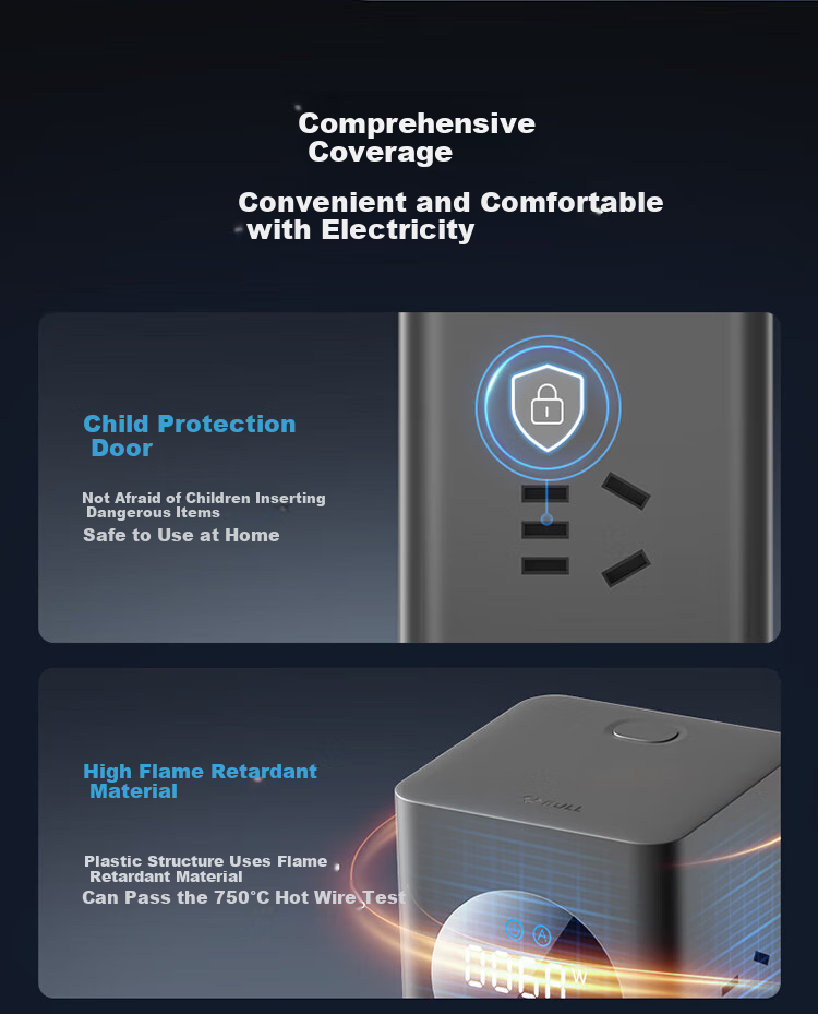 BULL New National Standard Smart Digital GaN 67W PD Apple Fast Charging Vertical Power Strip / Surge-Proof USB Laptop Power Strip with 3C Certification, 2C2A + 6 Sockets, 3 Meters Long 5