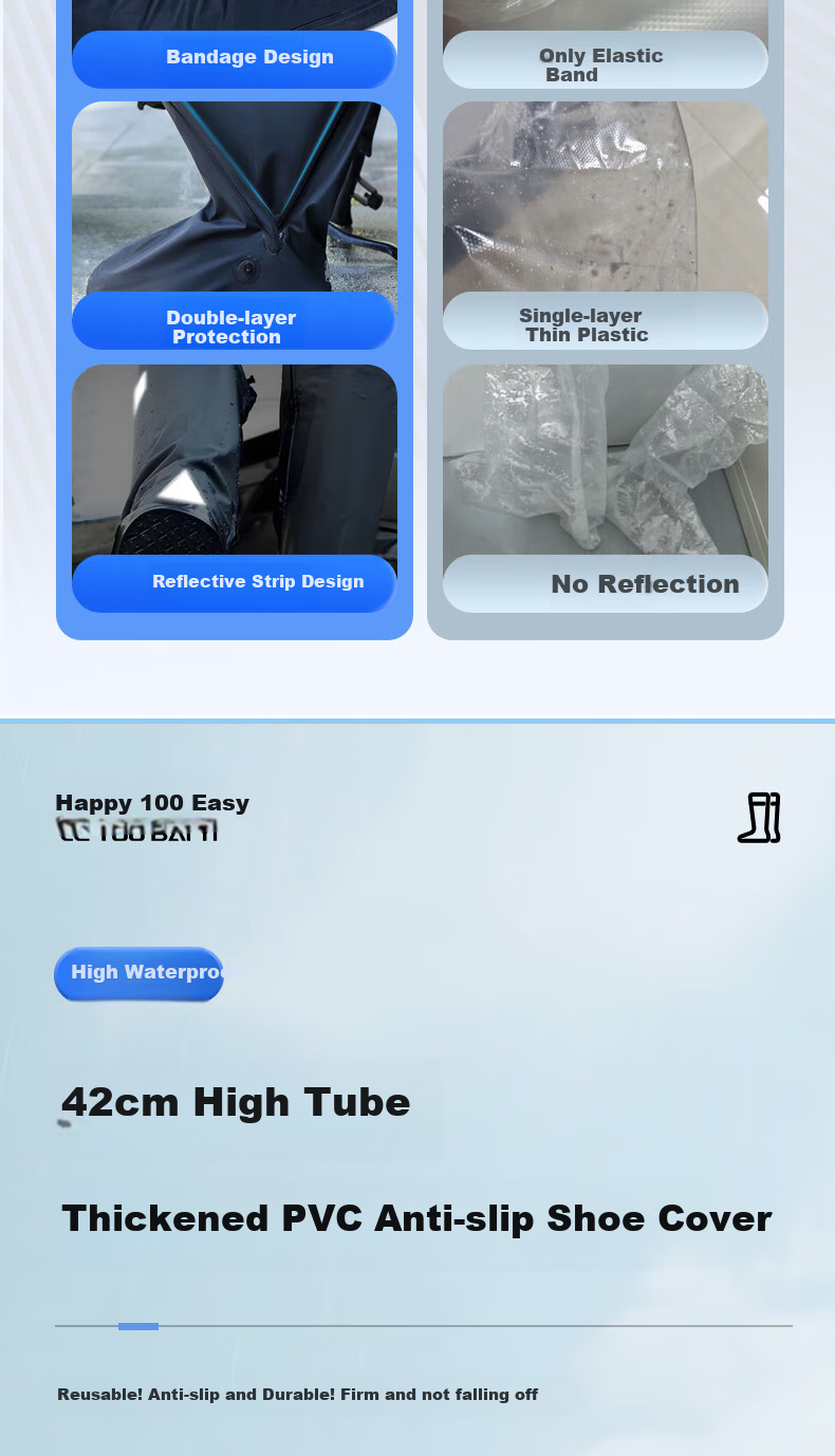 Leyoubaiyi Rain Boot Covers, High-Top M Size Long Rain Boots, Thickened Wear-Resistant Non-Slip Water Shoes, Outdoor Sandproof Foot Covers for Men And Wome 2