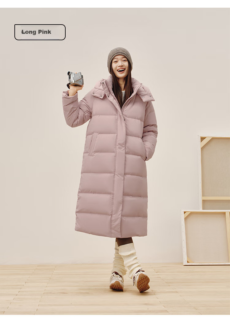 JD Original down Jacket for Women, 90% Duck Down, Puff Mid-Length Style, Fashionable Versatile, Winter New Thick Coat, Pure Gray, Size L 31