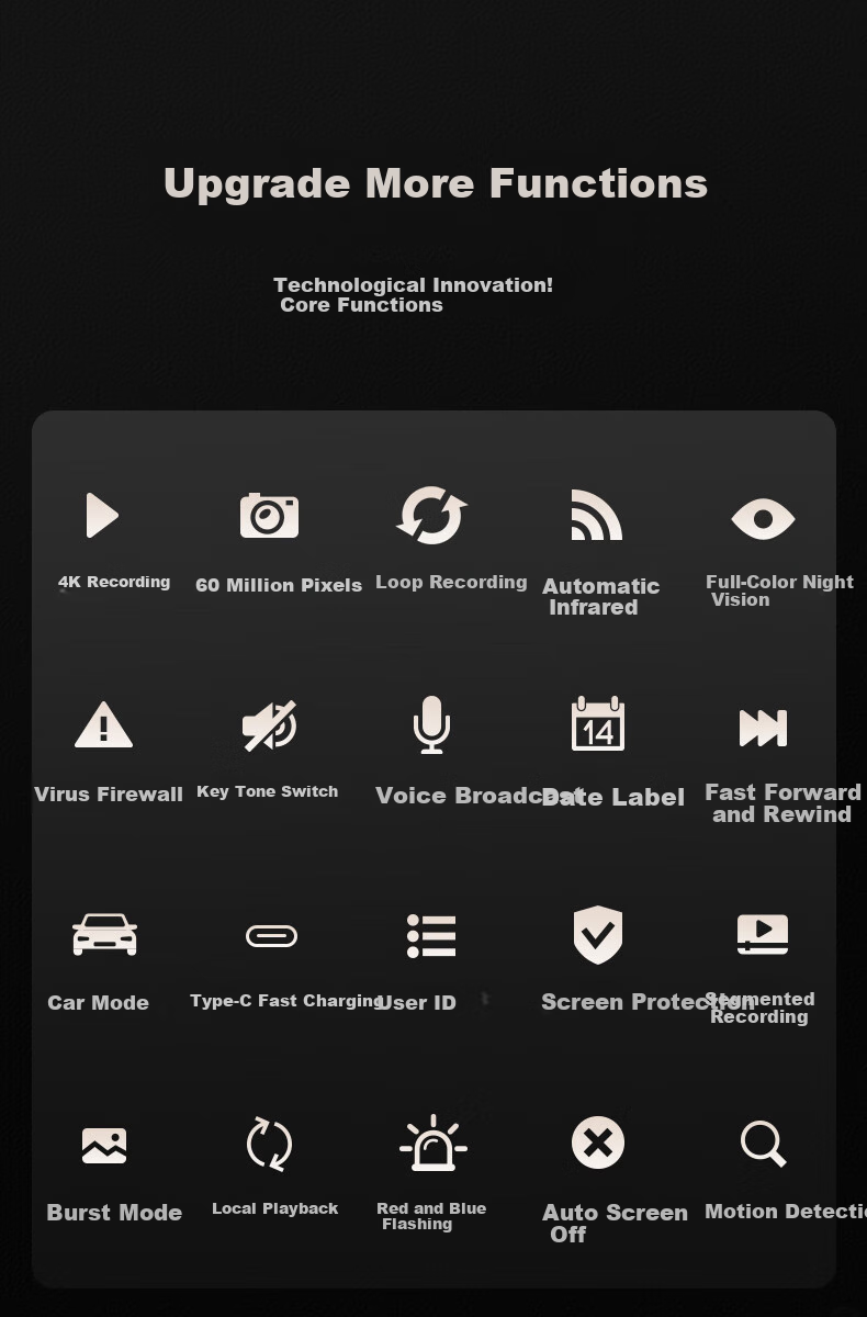 Falu Law Enforcement Body Camera, 4K High-Definition Night Vision, Chest-Mounted Work Recorder, Portable Recording Device DSJ-F6 4