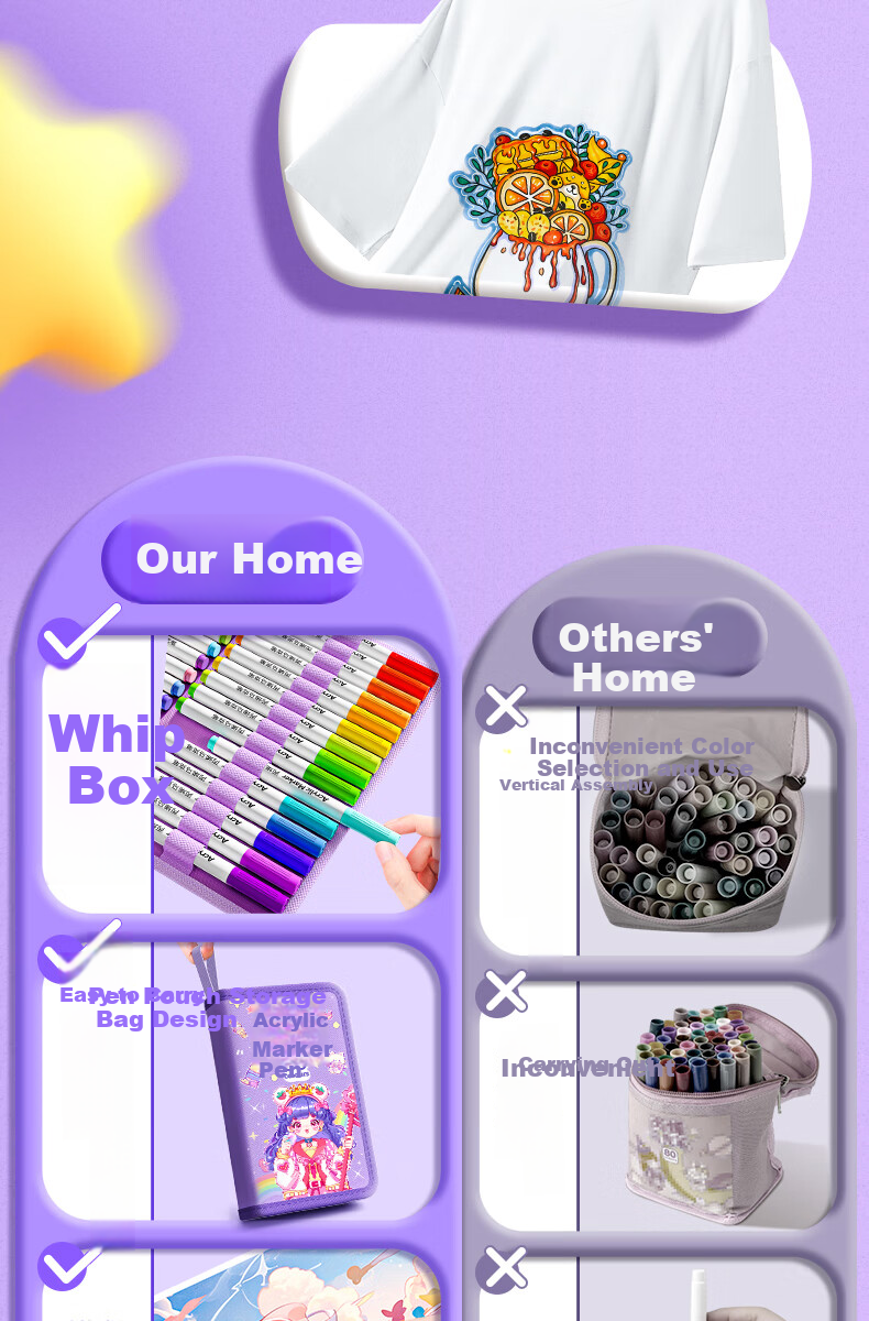 Mingyu 48-Color Acrylic Markers, Watercolor Pens, Elementary School Student Children's Drawing Tools, Art Student Special Washable Paintbrushes, Girls' Birthday Essential Gift, 48 Colors/purple Girls' Watercolor Pens 10