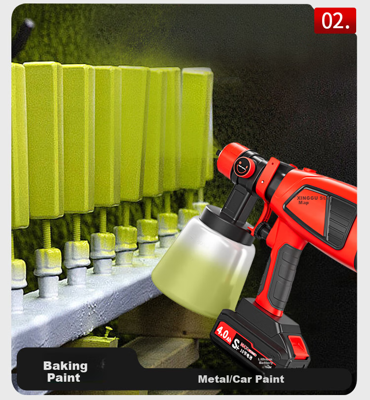 Xinggu Electric Paint Sprayer, Latex Paint Sprayer, Lithium Battery Paint Gun, Wall Painting Tool, Handheld Spray Bottle, High Atomization Single 8
