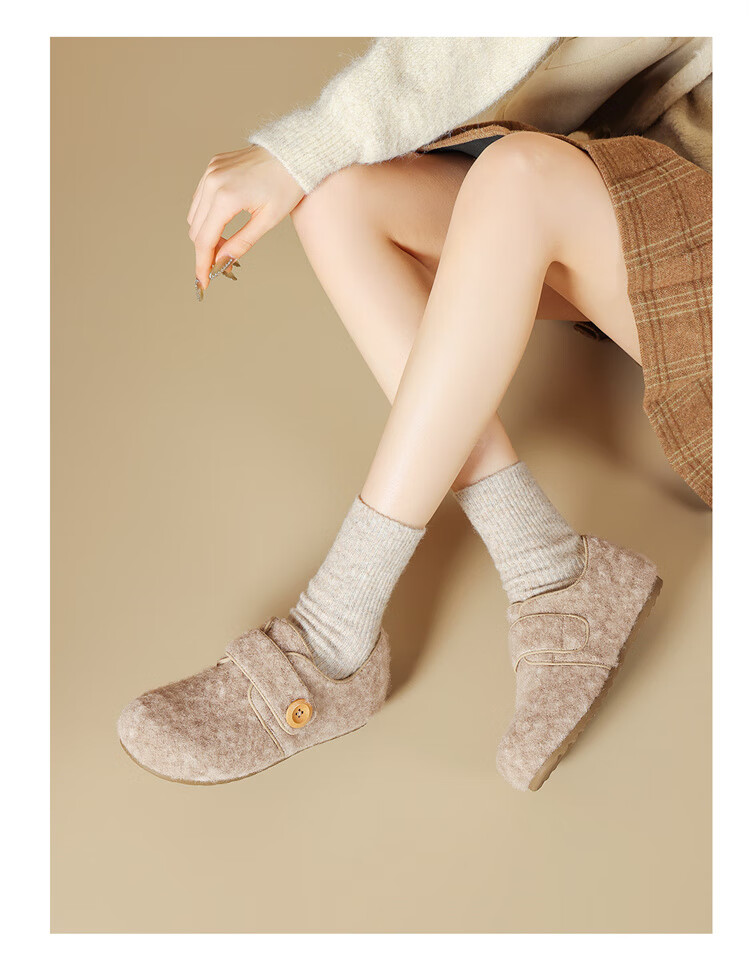 Daphne Women's Snow Boots New Winter Plush Warm Fleece Shoes Magic Tape Birkenstock Cotton Shoes Gray Size 37 1