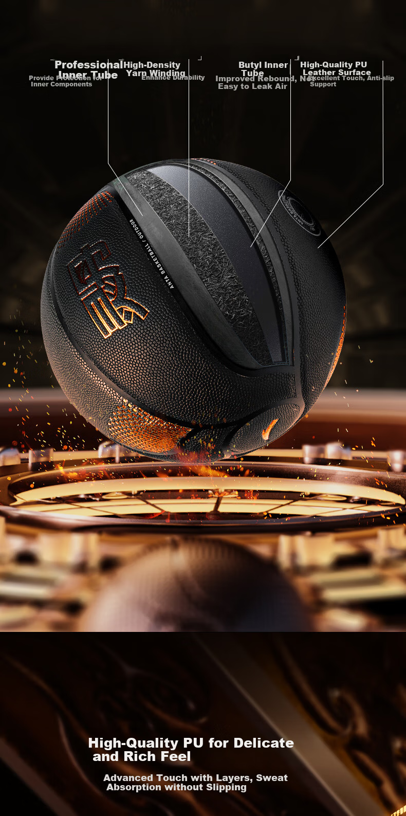 ANTA Lingdan No. 7 Adult Basketball, Indoor And Outdoor Use, Suitable for Cement Courts, Youth Student Training And Competition Ball 3