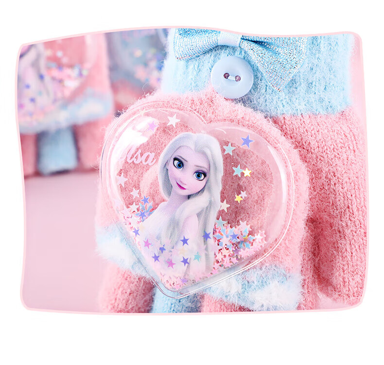 Disney Elsa Princess Children's Winter Gloves Girls Baby Toddler Half-Finger Flip Gloves 4