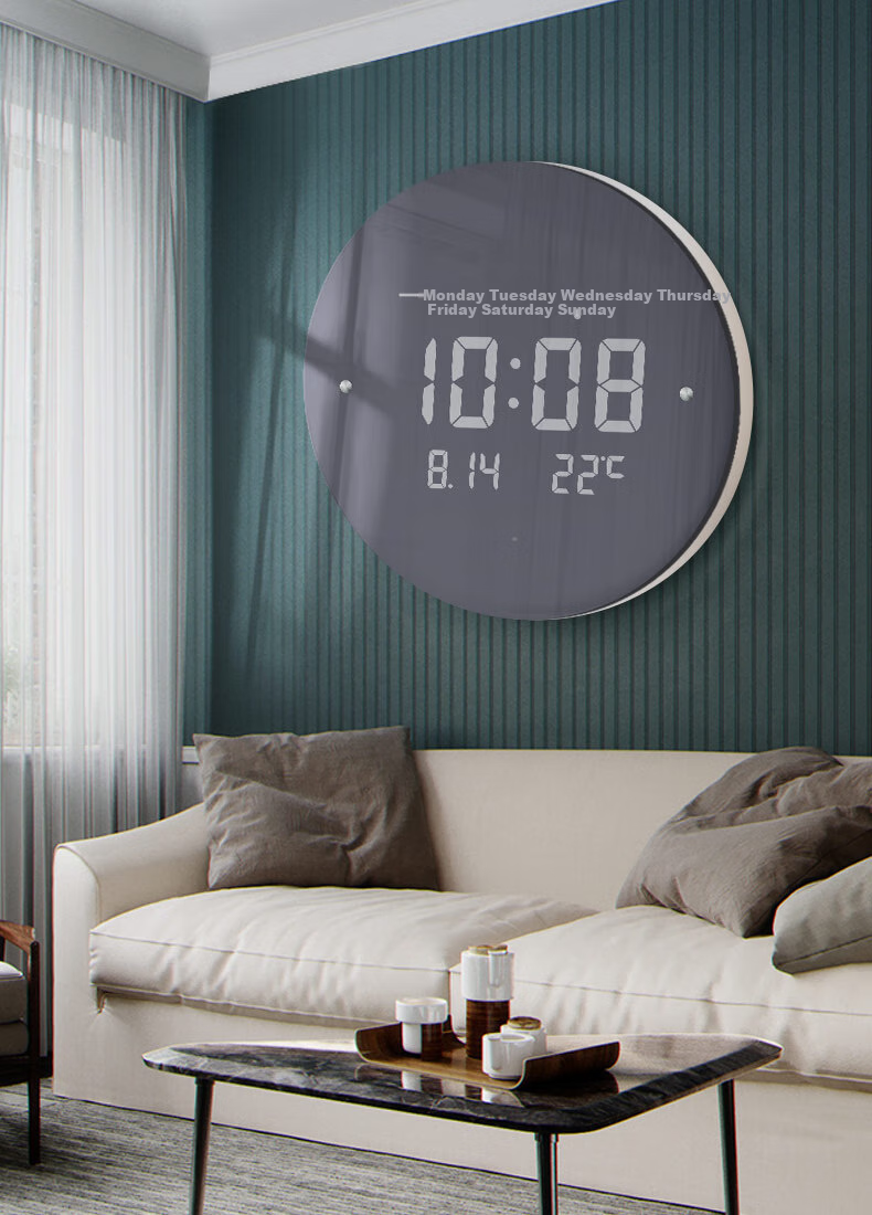 Momen Wall Clock, 30cm LED Cream-Style Clock, Living Room Luxury, No Drilling Required, Electronic Wall Clock, Luminous Timepiece 7