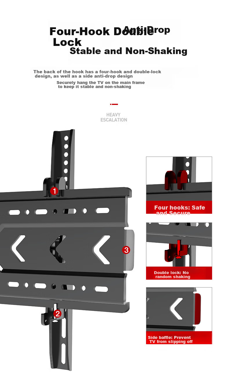 Junao 64F Thickened TV Wall Mount, Universal Bracket for 32-75 Inch TVs, Compatible with Multiple Brands, Fixed Wall-Mounted Bracket 13