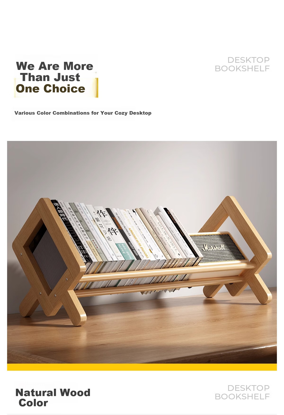 XIAOJIANGCAI Desktop Bookshelf Storage Rack, Office Desk Simple Storage Shelf, Desk Organizer File Holder, Walnut Color, 40cm Long 3
