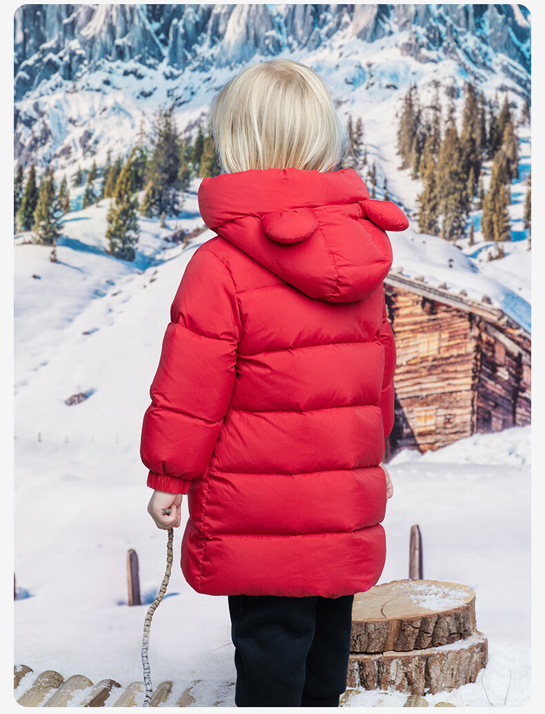 DAVE & BELLA Kids Long Down Jacket Boys Winter Coat Girls Three-Proof Outerwear Baby Toddler Winter Clothes 4
