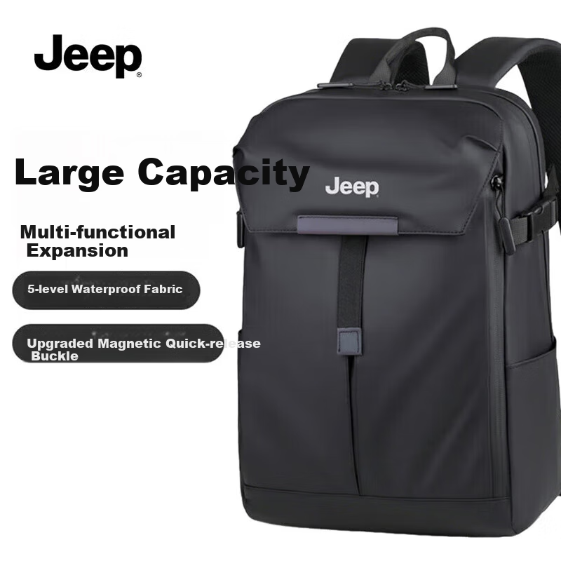 JEEP Backpack, Men's Business Light Luxury Laptop Bag, Large Capacity, Wet And Dry Separation Travel Bag for Business Trips, 17.3 Inches
