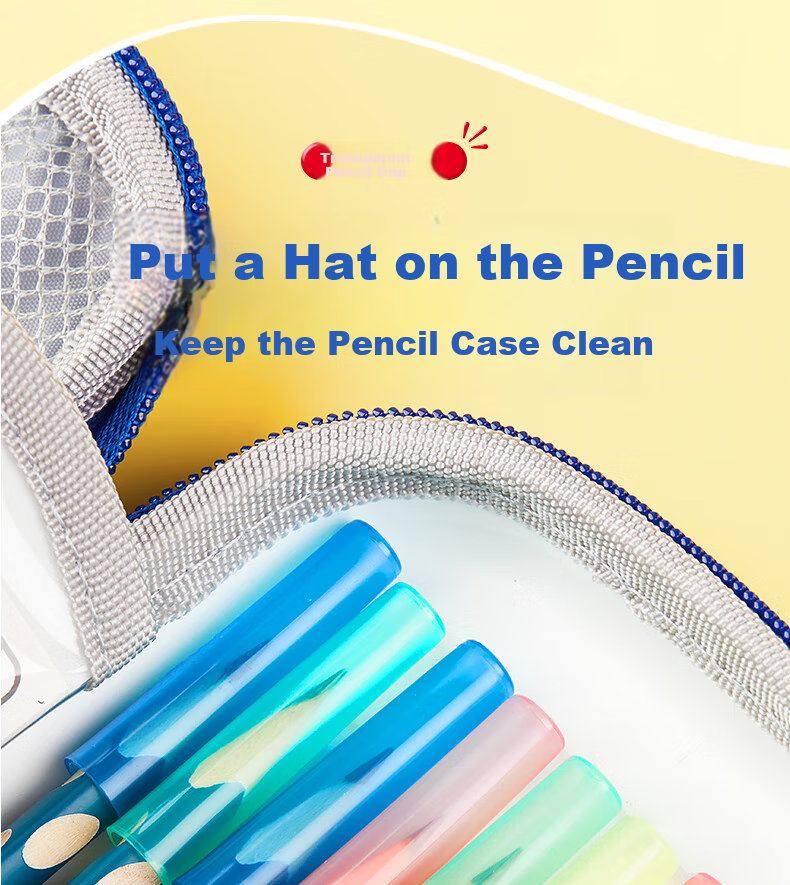 [Back to School Essential] Maotaizi 3-In Pencil Cap, Student Grip Aid, Pencil Tip Protector, Pencil Extender, Pen Point Guard, Anti-Dirt Pencil Case, Compatible with Thick And Thin Pencils, Universal Fit, Pack of 6 5