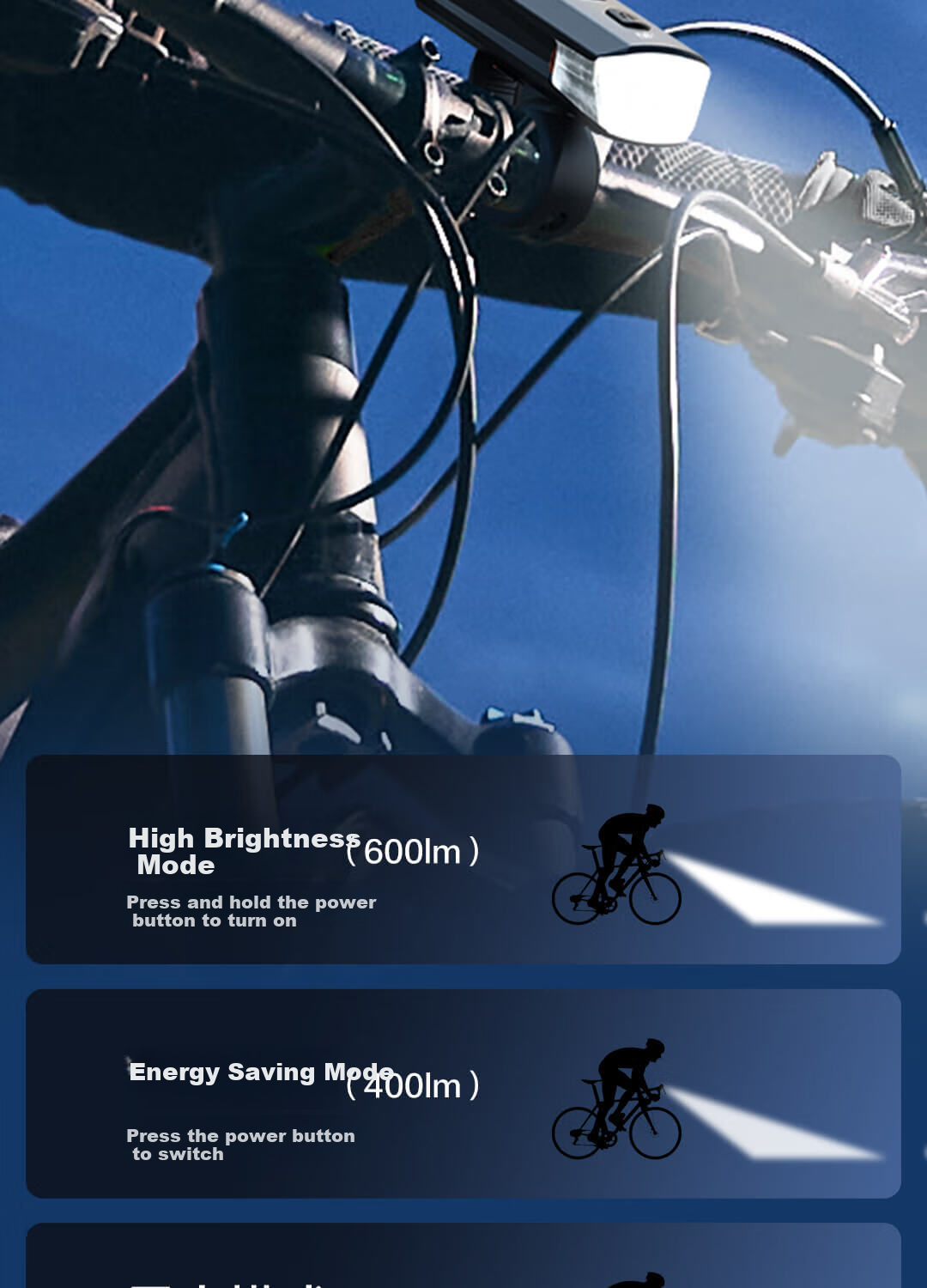 Deli Bicycle Front Light And Rear Light, Quick-Release, Waterproof, Long-Range, Long Battery Life, Mountain Bike And Road Cycling Equipment for Night Riding 4
