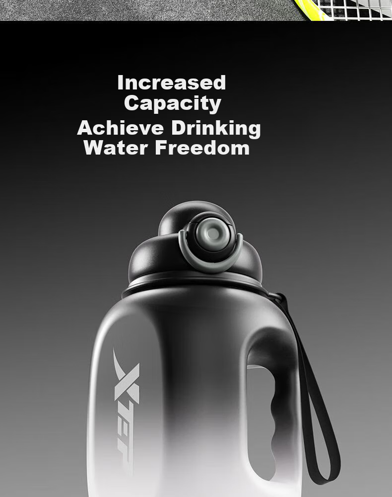 XTEP Sports Water Bottle Large Capacity Student Children School Use Unisex Fitness Portable High Temperature Resistant Summer Cup Black 6