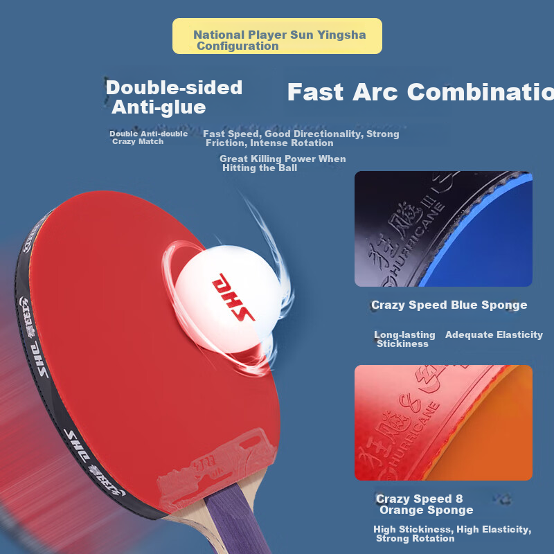 DHS Sun Yingsha Classic Gift Box Table Tennis Racket - Penhold Grip, Single Racket
