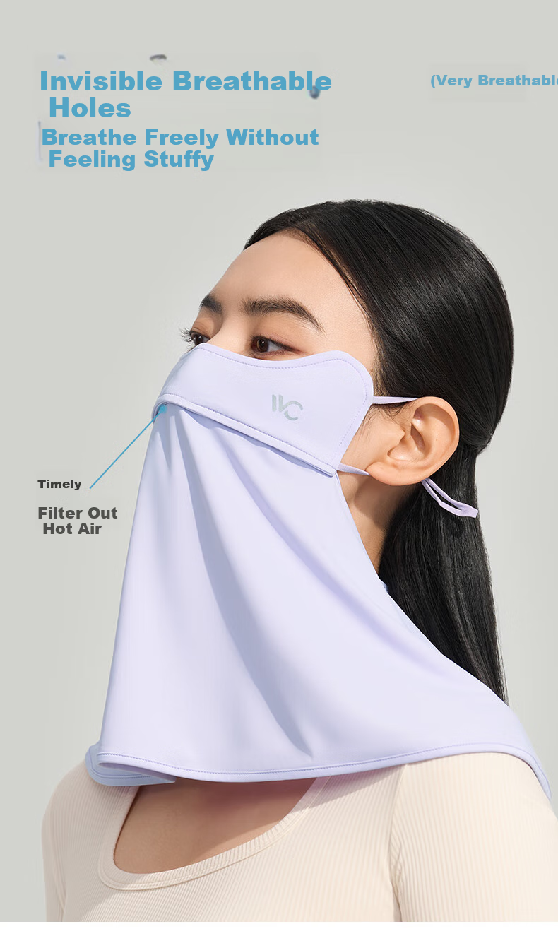 VVC Sun Protection Face Mask, Ice Skin Neck Guard for Women, Summer UV-Resistant Sunshade, Outdoor Travel Breathable Mask, Ice Mist Pink 11