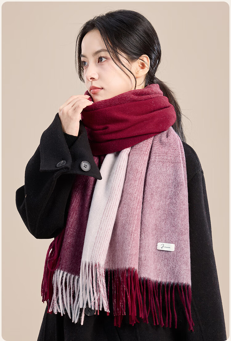 JIUMU Pure Wool Scarf for Women, Autumn And Winter Warm Shawl, Gift for Girls Or Mothers, Christmas Birthday Present, Gift Box Packaging 25