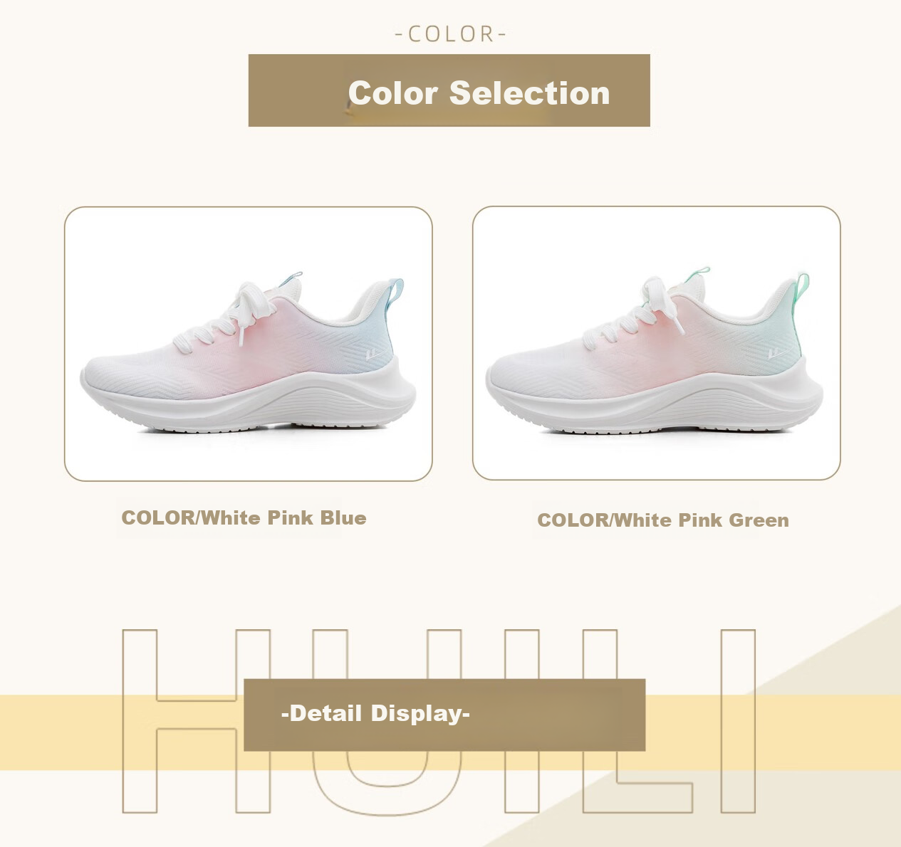 Huili Women's Running Shoes, Breathable Mesh Sports Shoes, Lightweight Comfortable Walking Shoes WXJ0850 White Pink Green 38 2