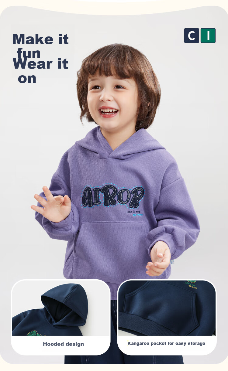 Ciciibear Boys' Hooded Sweatshirt, 2024 New Style, Children's Casual Autumn Wear, Baby Loose-Fitting Pullover for Fall And Winter, Trendy 4
