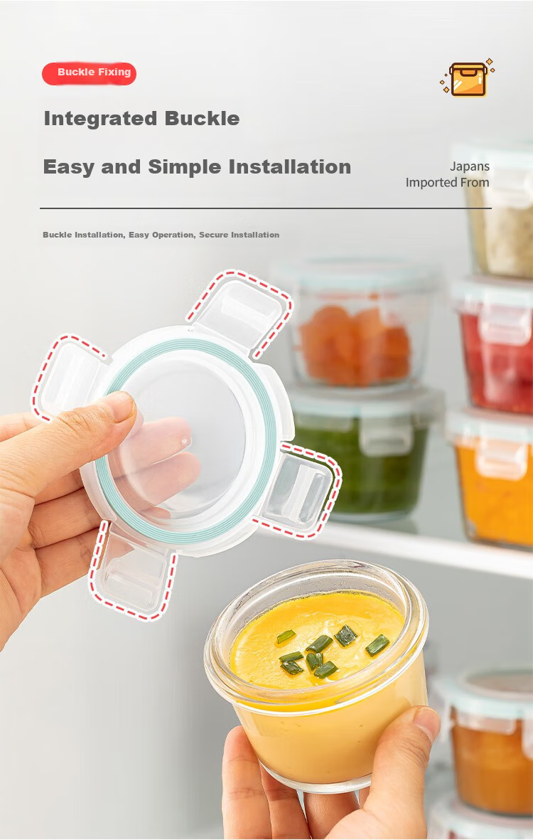 KATEI STORY Round Glass Lunch Box, Microwave-Safe Bento Bowl, Food-Grade Container for Office Workers, Soup And Meal Storage Box 3