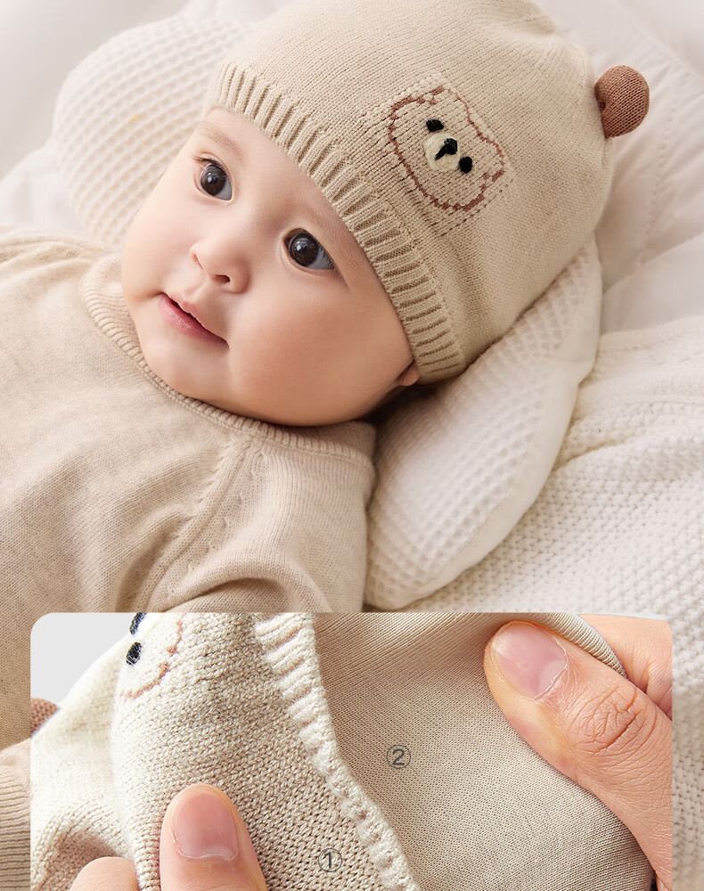 October Crystal Baby Hat Fontanelle Cap Autumn Winter Wool Blend Newborn Infant Cap Unisex 0-3-6 Months 9
