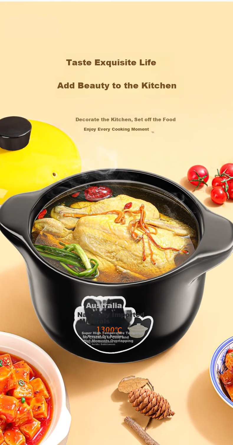 Quanpinwu Ceramic Casserole Stew Pot, Gas Stove Compatible, Large Capacity, for Home Use, Cooking Porridge, Soup Pot, Traditional Chinese Stew Pot 10