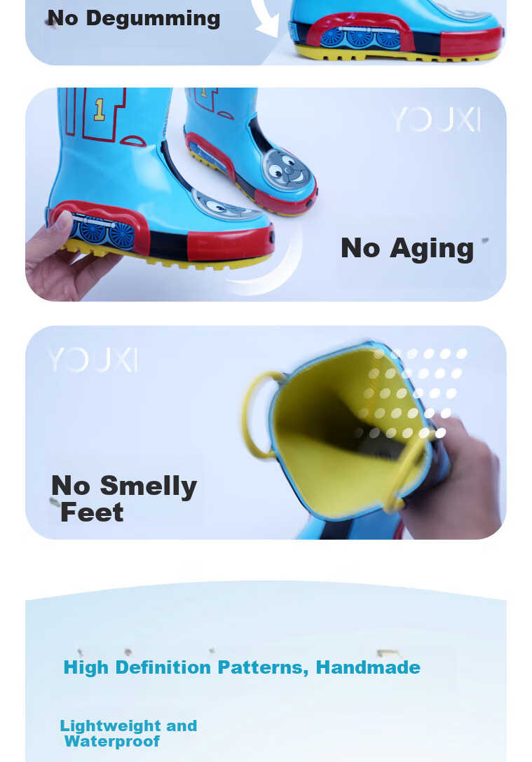 Youxi Thomas Children's Rain Boots, Non-Slip Train Rain Shoes, Wear-Resistant Rubber Shoes, Baby Water Shoes for Boys, Kindergarten, Size 24 5