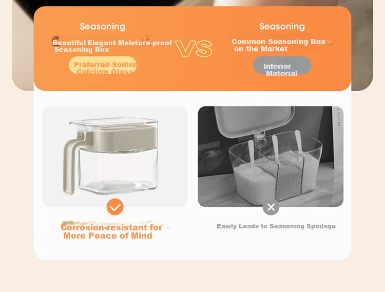 MARYYA Spice Container Moisture-Proof Seasoning Jar 300ml Kitchen Salt And Condiment Measuring Sealed Glass Storage Box One Pack 10