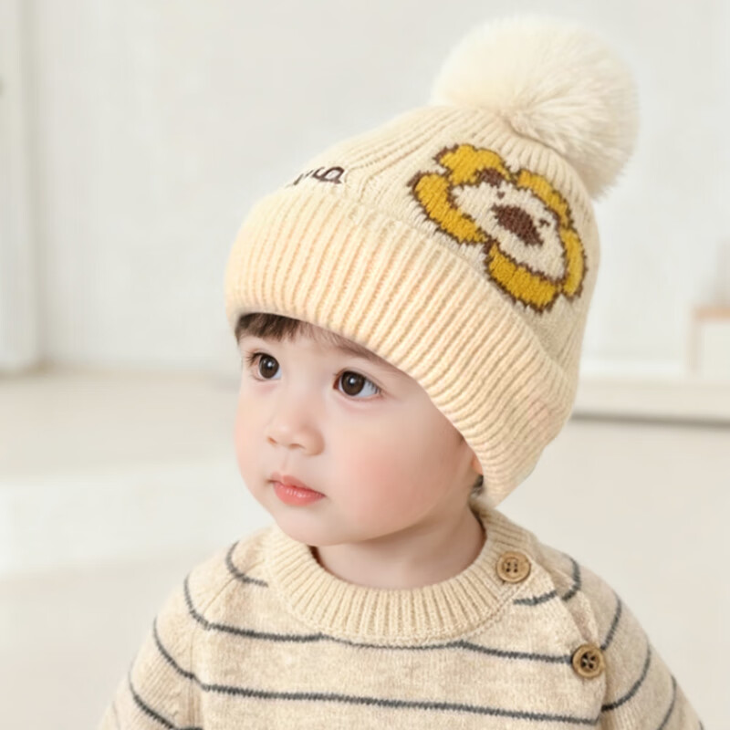 9i9 Baby Hat Spring Autumn Thickened Ear Protection Knitted Windproof Hat Unisex Kids A167 Kapi