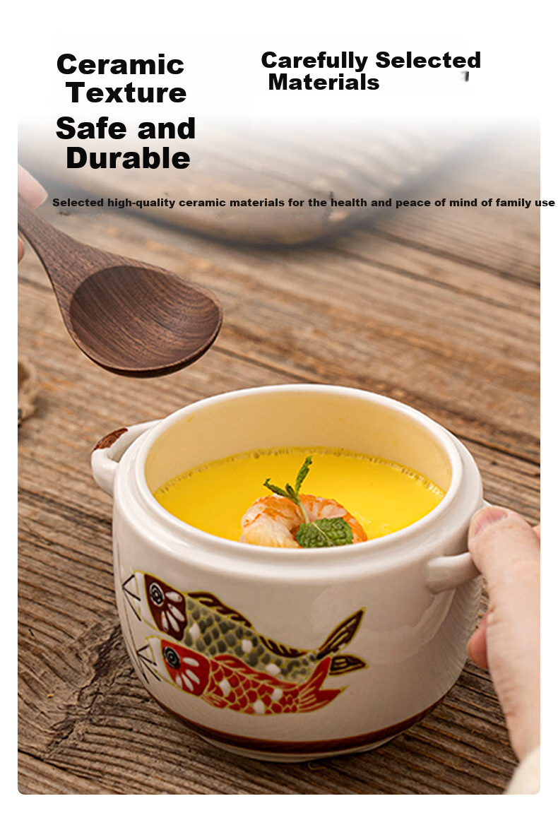 JD Original Ceramic Stew Pot with Lid And Spoon, for Soup, Steamed Eggs, Bird's Nest, And Baby Food, Zhu Yue Longmen Stew Pot 1000ML*1 6