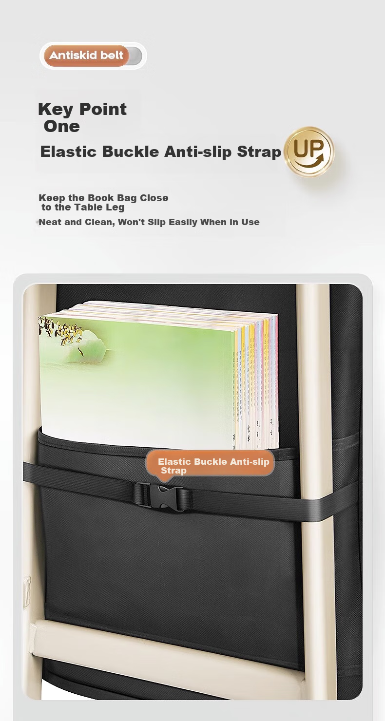 Wusheng Hanging Book Bag for High School And Middle School Students, Desk Organizer, Student Side Hanging Bag for Desks, Classroom Bookshelf, Desktop Storage Rack, Book Holder, Thickened Dustproof Pure Black 3