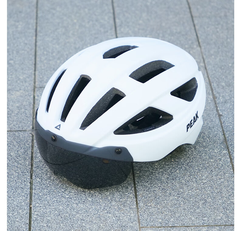 Peak Integrated Cycling Helmet with Goggles Unisex Mountain Road Bike Matte Black 15