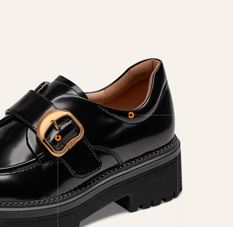 KISS CAT Small D Buckle Loafers Monk Shoes Height Increasing Leather Loafers KA65152-50 Black Size 38 2