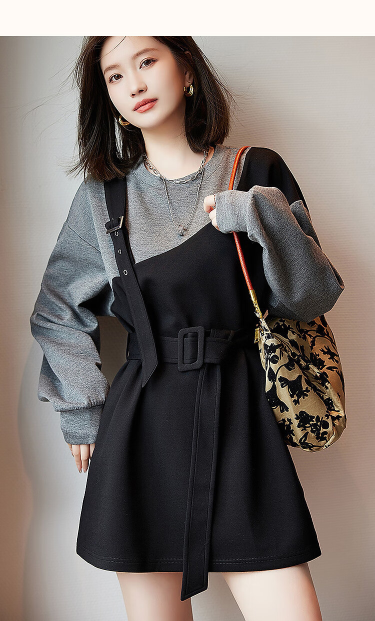 Dme Modern Colorblock Sweatshirt Autumn Crewneck Casual Long Sleeve Straight Sweatshirt for Women 7