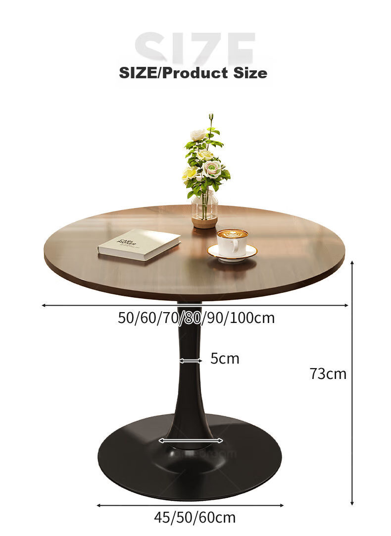 XIAOJIANGCAI Round Dining Table for Home, Small Apartment Restaurant Table, Balcony High-End Table, Tulip Negotiation Table, Walnut, 70*73 20