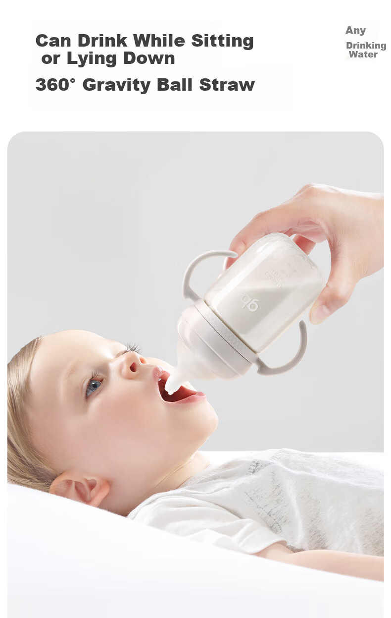 Gb Baby Anti-Colic PPSU Bottle, Anti-Choking Nipple, Breast-Like Milk Bottle, Gravity Ball Bottle, Platinum Series, Gray 10