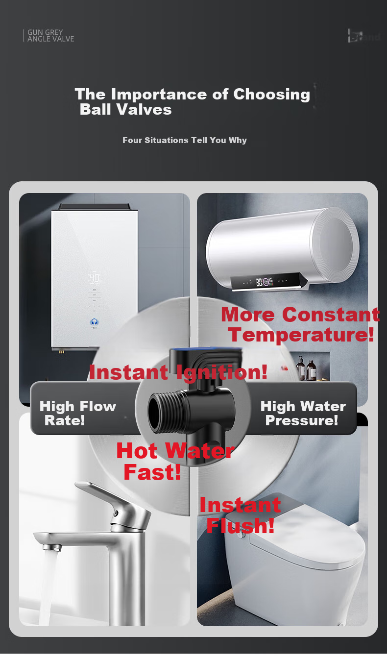 LTJ Ball Valve Angle Valve Gas Water Heater, Fully Open Brass High Flow Wall-Mounted Boiler Angle Valve 3