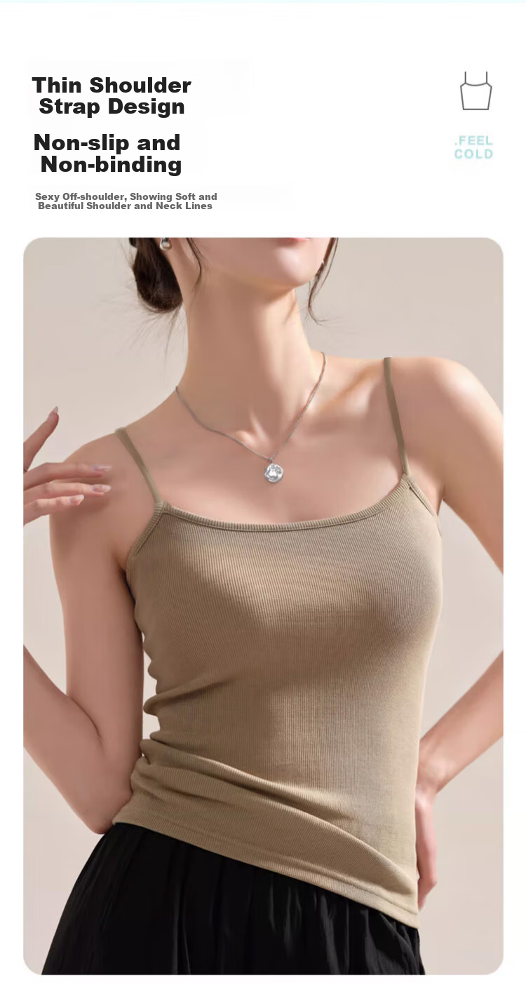 LangSha Women's Camisole Vest 2026 New Spring Summer Padded Slim Fit Sleeveless Top for Layering and Side Breast Coverage 3