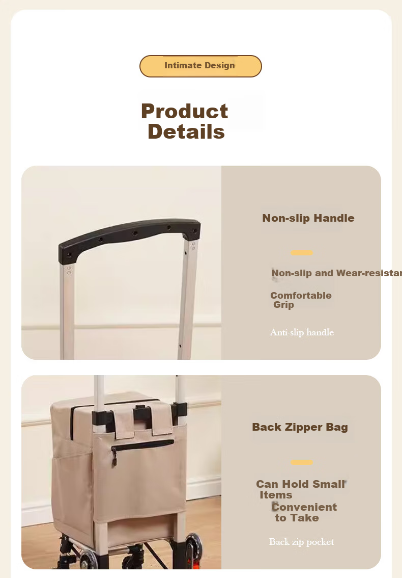 Baicaoyuan Grocery Shopping Cart, Portable Household Trolley, Supermarket Hand-Pushed Cart, Foldable Pull Rod Cart for Elderly 11