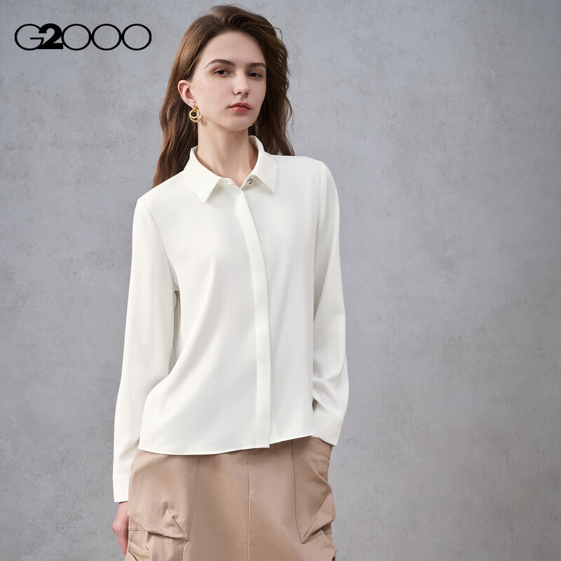 G2000 Satin Fabric Embossed Button Women's 2025 Autumn Winter Casual Long Sleeve Shirt Mall Edition