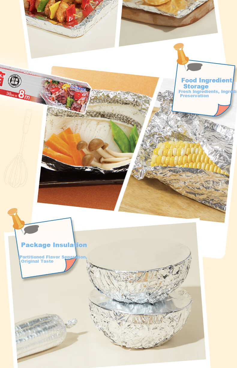 Xubaoxian Japanese Brand Thickened Aluminum Foil, 30cm*15m Tin Foil, for Air Fryer, Baking, Barbecue, Oven, Baking Tray, Egg Tart Tray 6