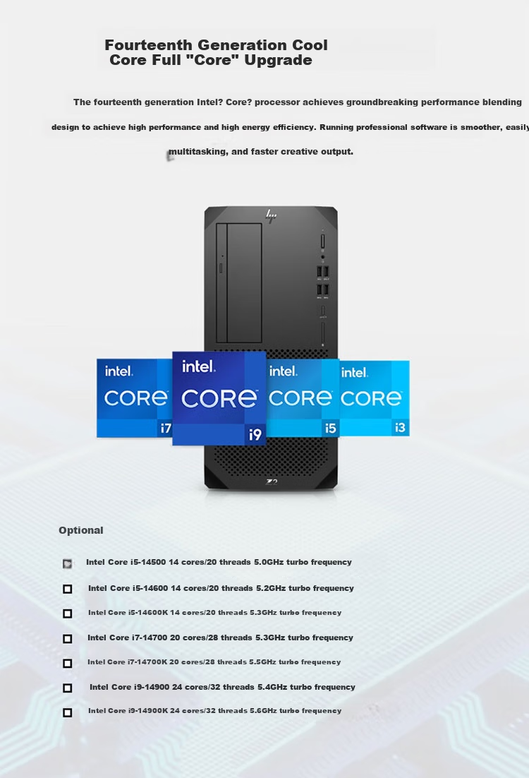 HP Z2 G9 TWRi9-14900K/128G/1TSSD+2TSATA/RTX4000Ada20GB/WiFi/Mouse/3-Year Warranty/P27 Monitor/DP Cable 3