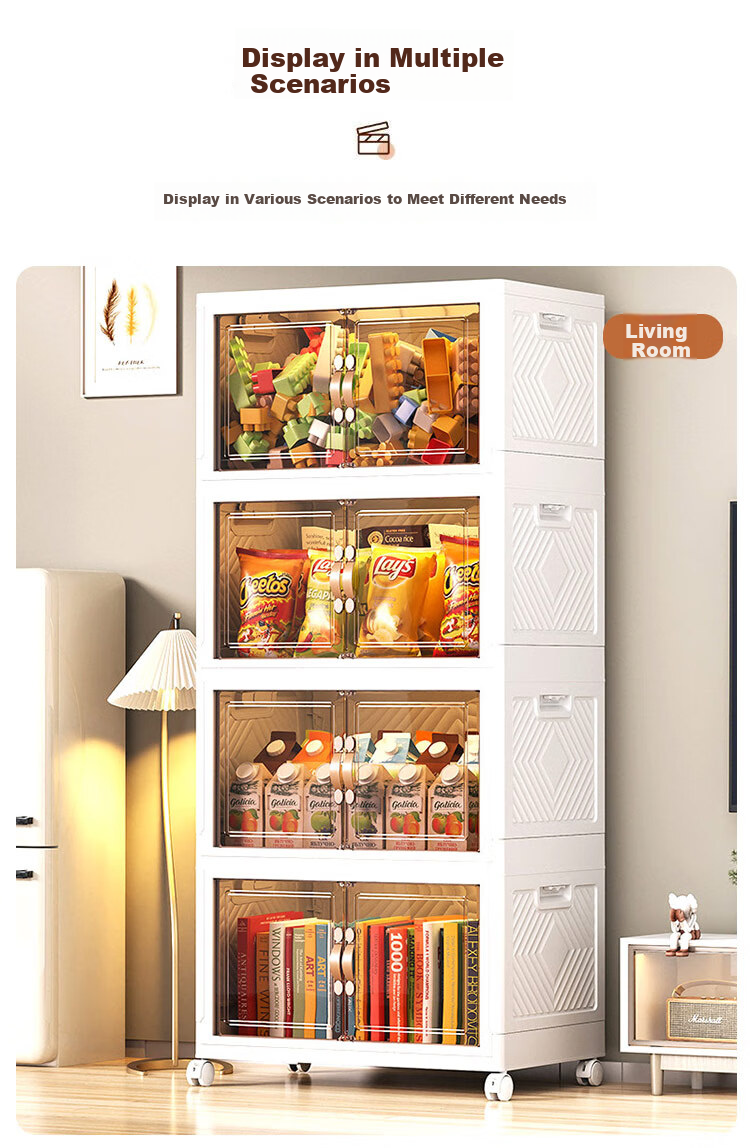 Youjialiangpin Foldable Storage Cabinet, No Installation Required, Children's Wardrobe, Snack Storage Cabinet, Kitchen And Living Room Organizer, Miscellaneous Item Storage Box 9