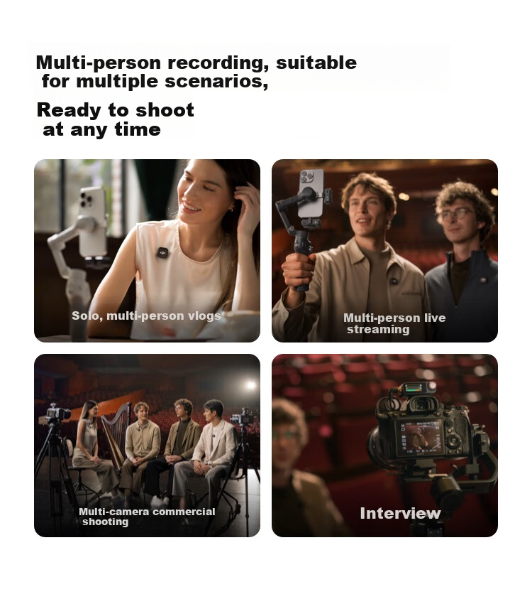 DJI Mic 3 Advanced Mini Wireless Microphone, Interview Live Clip-On Microphone with Two Mics (Including Charging Case), Compatible with Apple 15-17 Series + Android + Camera 4