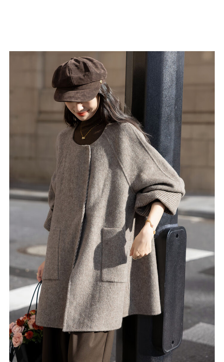 Demana [Quiet Luxury Wardrobe Formula] Winter Fluffy Wool Thick Round Neck Loose Double-Sided Woolen Coat for Women 1