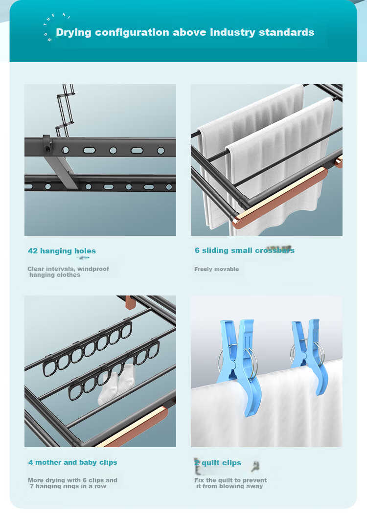 Hotata Electric Clothes Drying Rack, Concealed Lifting, Balcony Fully Hidden Smart Clothes Drying Machine Q30, Triple-Fold Space Master 12