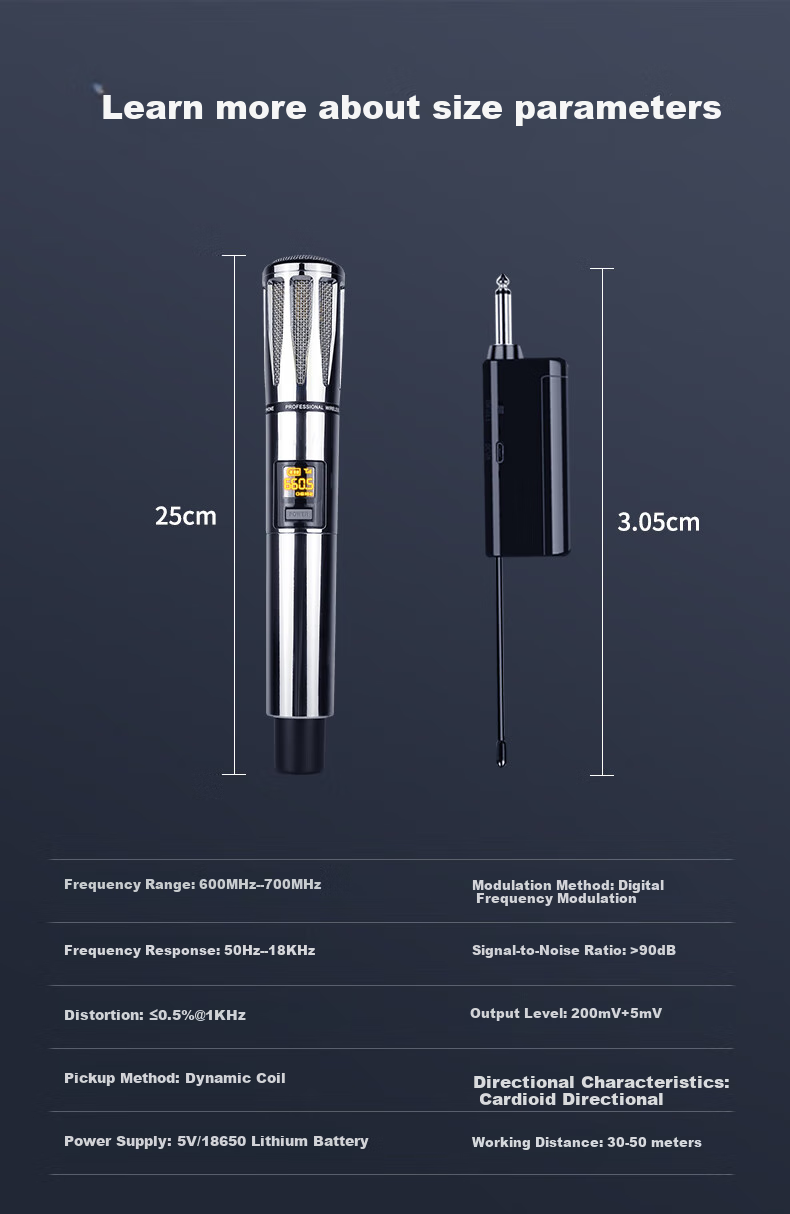 Haomuren Wireless Microphone System for Home KTV Singing, Stage Hosting, Meetings, Speeches, Outdoor Karaoke, TV Sound System with Anti-Howling Metal Design, Rechargeable Professional All-In Dual-Channel 15