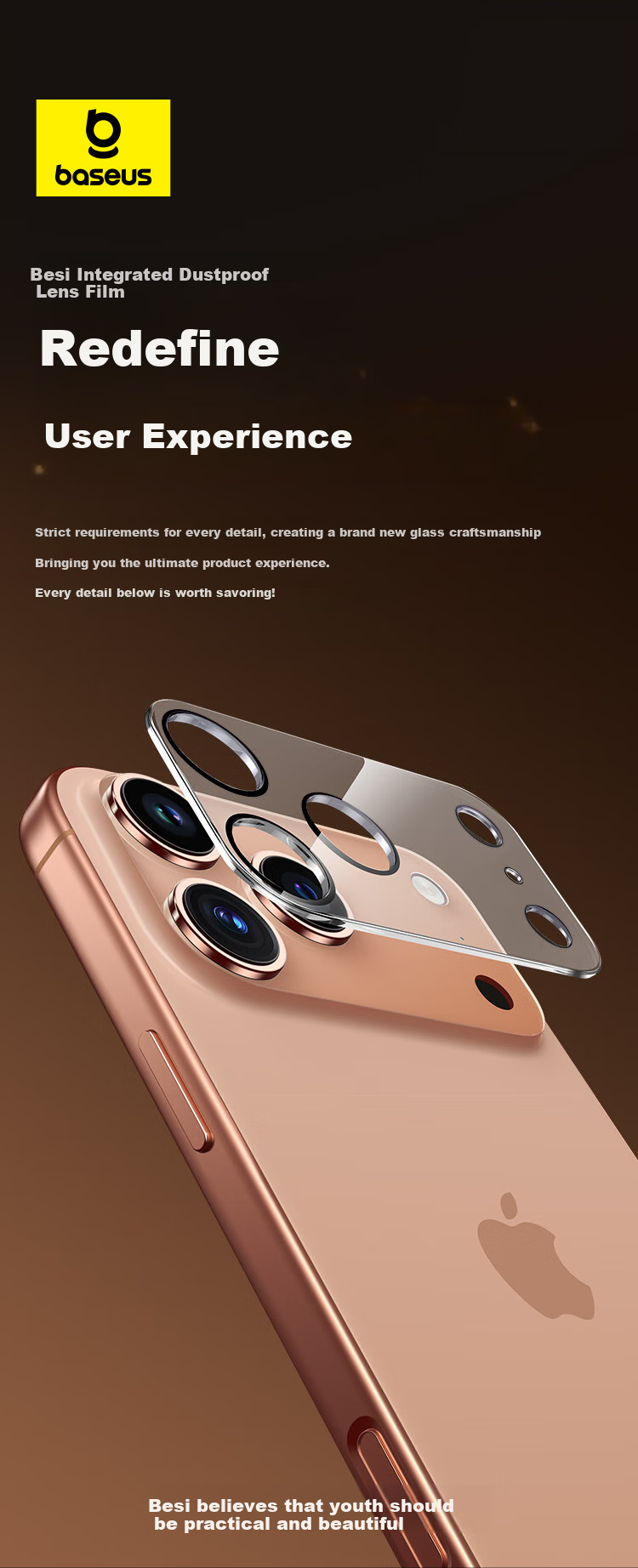 Baseus [AR Anti-Reflective | Full Lens Protection] IPhone 17 Pro Max Camera Lens Film, Apple 17 Pro Max Rear Camera Protective Film, High Definition, Scratch-Resistant, 2 Pieces Per Pack 1
